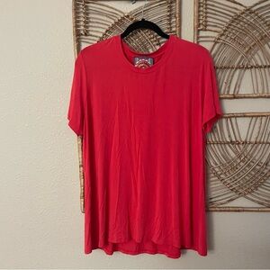 Johnny Was Red Swing Tee Top Blouse Hawaiian Favorite Crew Neck Sz L NWT B31